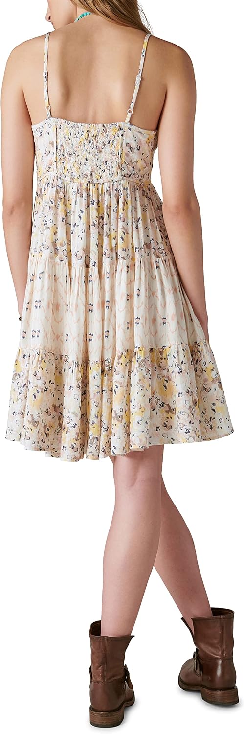 Lucky Brand Women's Lucky Brand Women's Printed Button Front Tiered Mini Dress