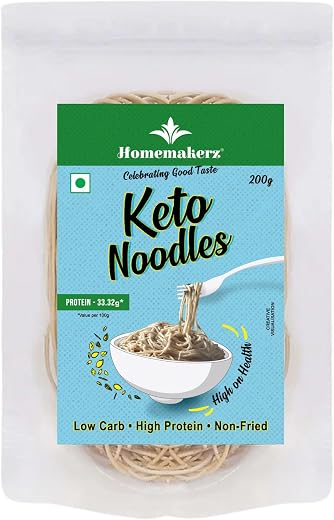 Homemakerz Keto Noodles, Natural, Preservative, Fat Free, Not Fried & No Oil, Healthy & Tasty Hakka Noodles With High Prot...