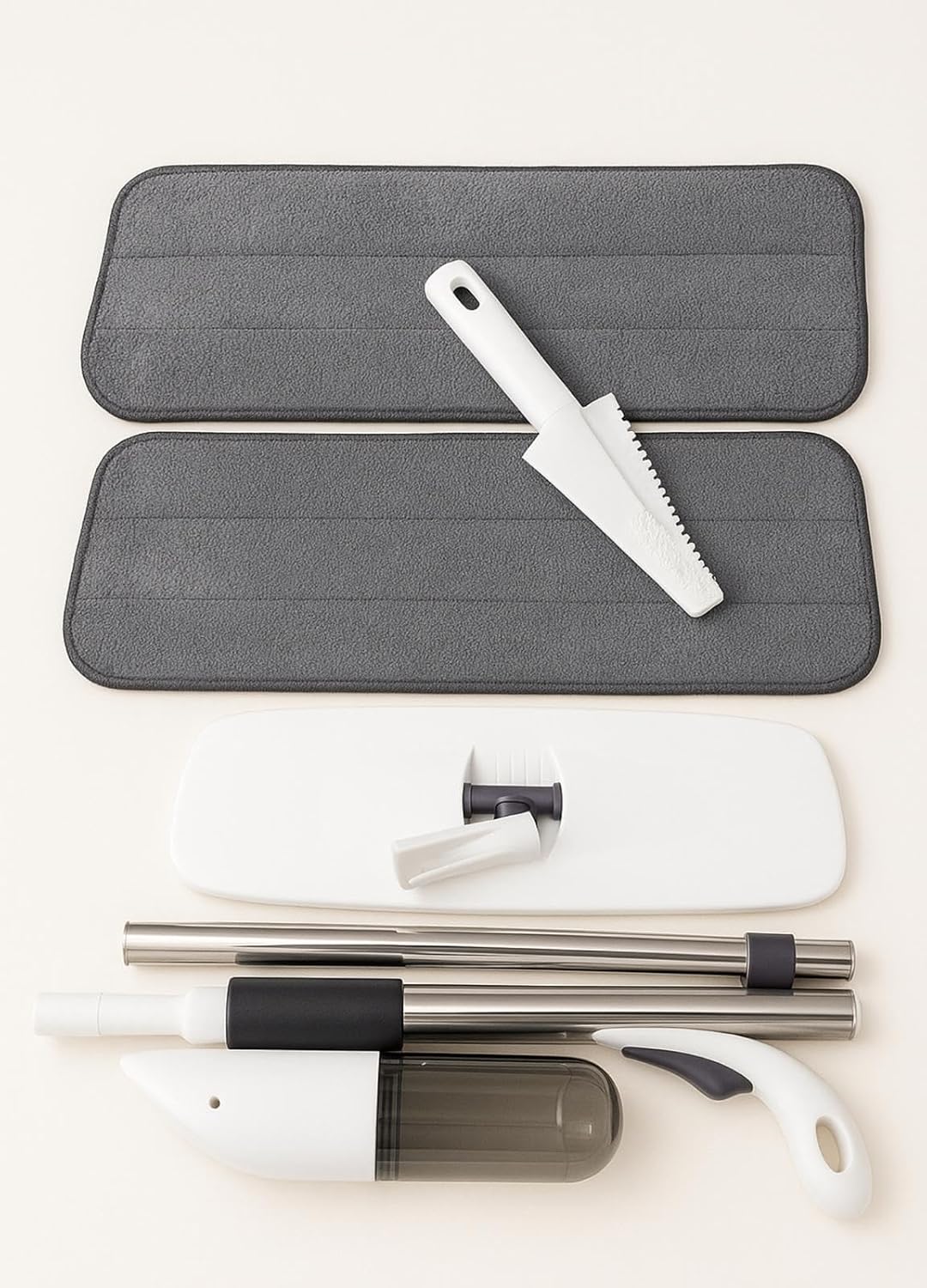 Spray Mop for Floor Cleaning with 2 Washable Microfiber Pads & Cleaning Brush, 360° Rotating Refillable Dust Mop for Hardwood, Tile, Laminate & Kitchen Floors.