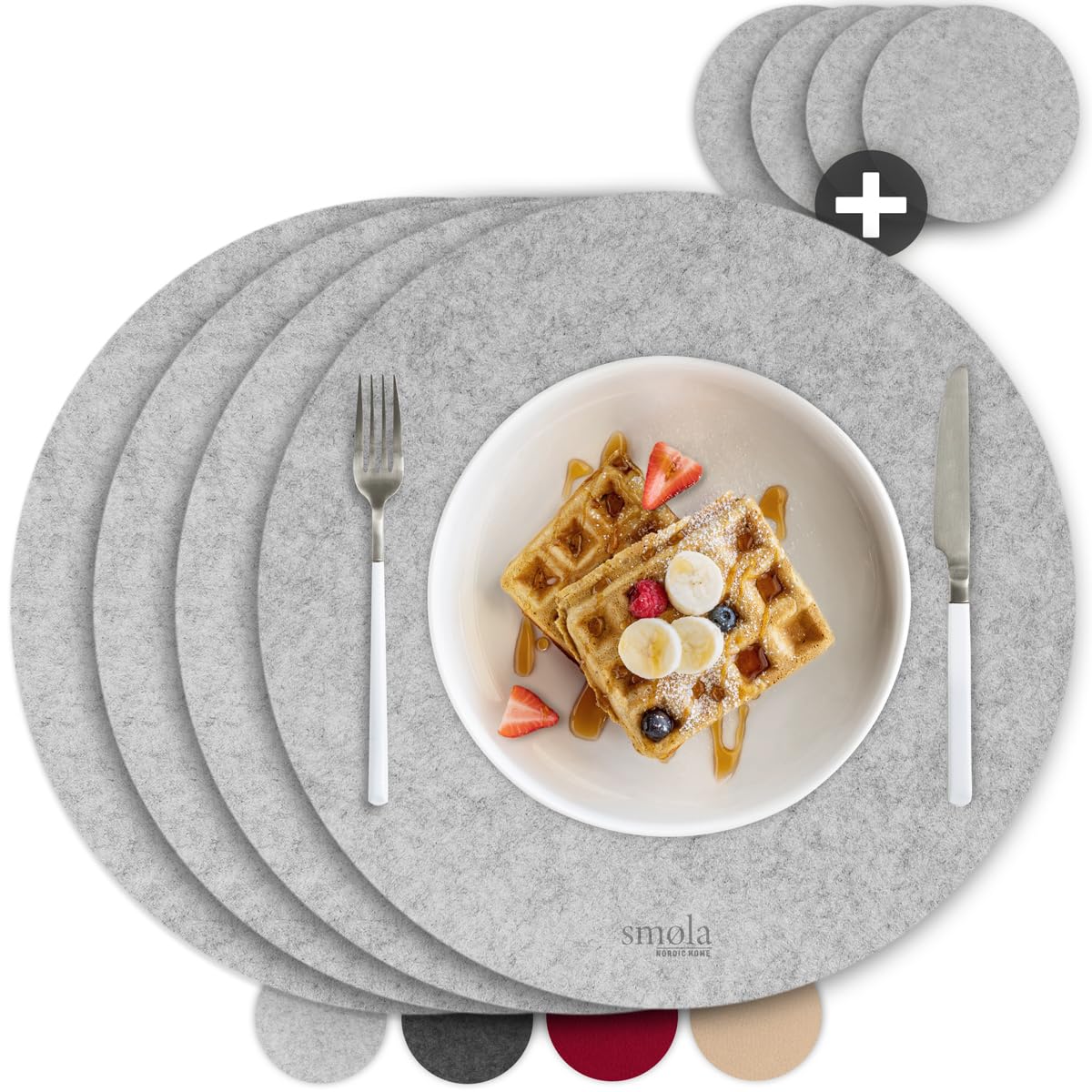 Set de table en feutre lavable pour protéger des taches et rayures d'assiettes