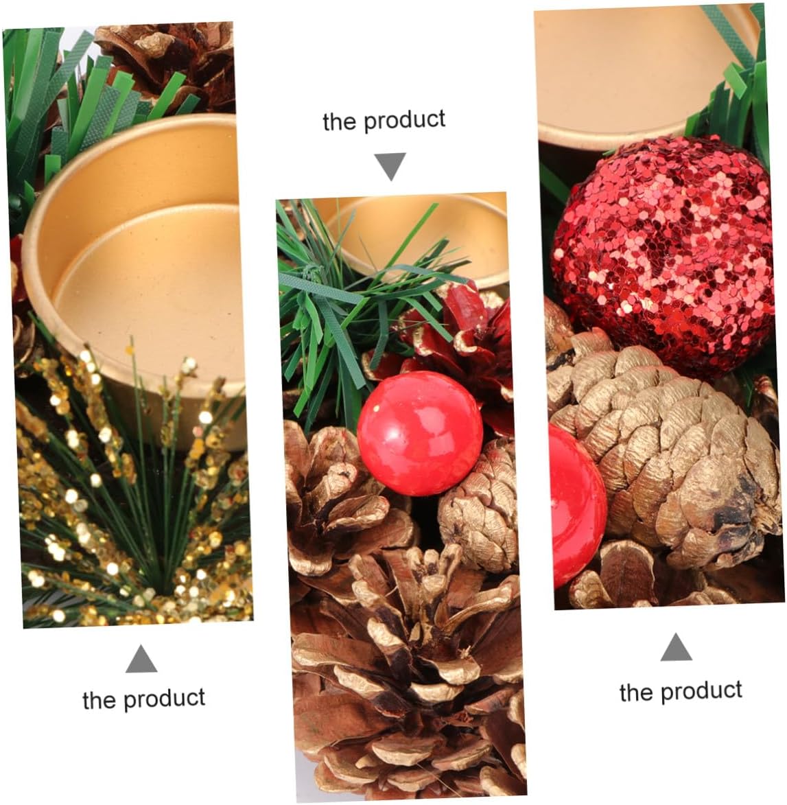 Artibetter Christmas Candleholder and Handmade Garland Wreath 27cm Decorative Candle Stand for Holiday Home Decor Desktop Stylish Seasonal Accent