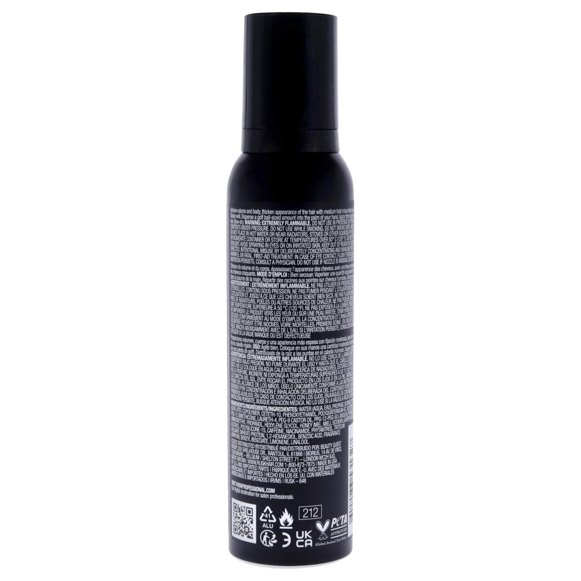 RUSK Volumizing Mousse, Bounce + Hold, Builds Long Lasting Volume, Increases Softness, Body, and Shine, 5 oz
