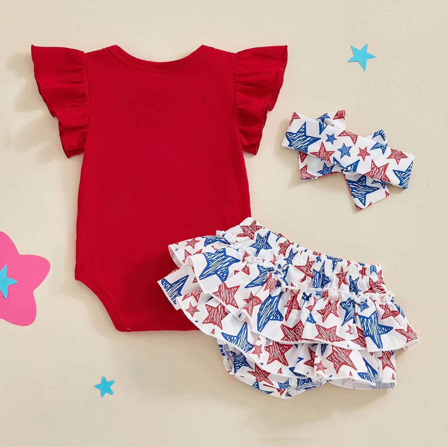 FYBITBO Baby Girl 4th of July Outfit My First Fourth of July Romper Onesie Shirt Top Shorts Dress Skirt Clothes Set