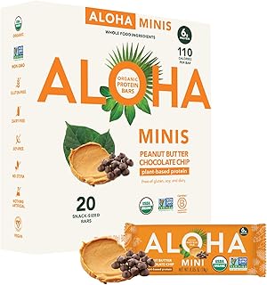 Organic Plant Based Protein Bar MINIS |Peanut Butter Chocolate Chip | 20 Count, 24g Bars | Vegan, Low Sugar, Gluten Free, Low Carb, Non-GMO, Stevia Free, Soy Free, No Sugar Alcohols
