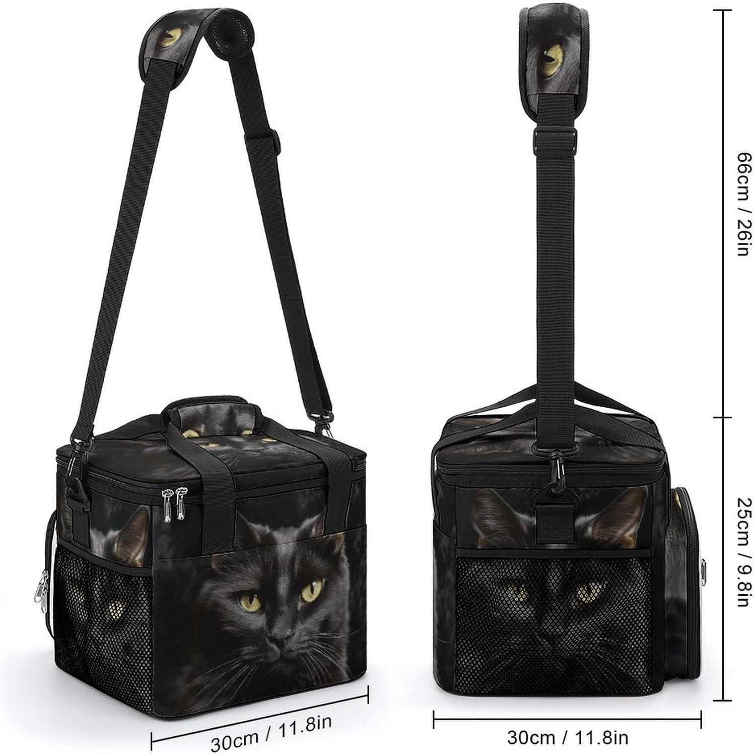 Camping Ice Pack, A Black Cat on A Black Background Print Cooler Bag, 22.5L Large Capacity Insulated Lunch Tote Bag for Outdoor, Picnic, BBQ, Travel, Work