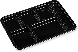 Carlisle FoodService Products Right-Hand 6-Compartment Tray, 10" x 14", Black, (Pack of 24)