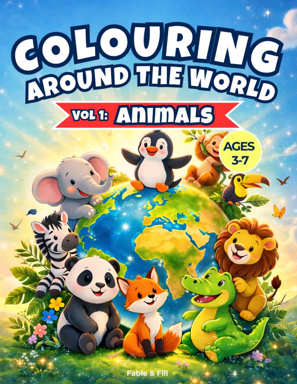 Colouring Around the World vol 1: Animals: A Fun & Educational Kids’ Colouring Book Featuring 49 illustrations of Animals from Every Continent with Fascinating Facts