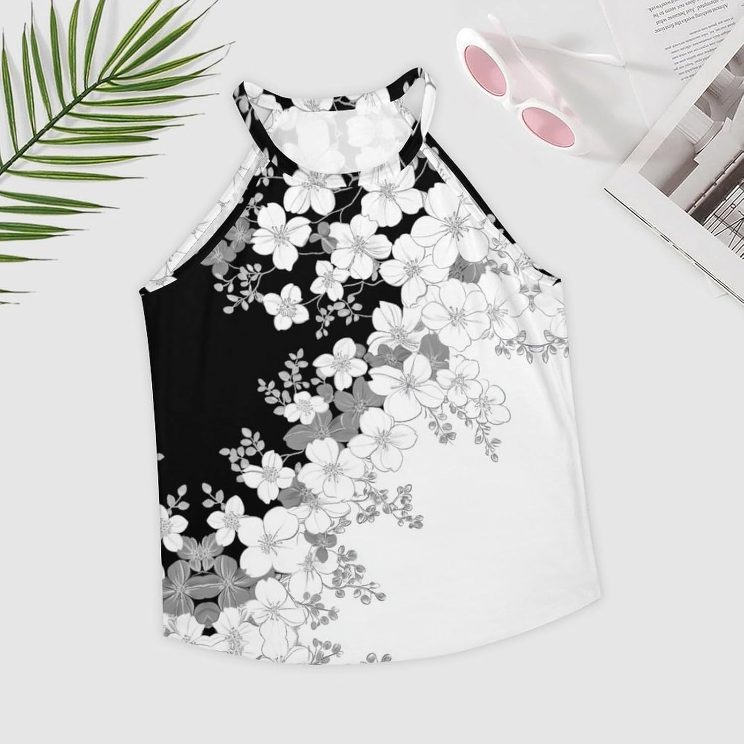 Tank Tops for Women 2025 Floral Print Casual Summer Fashion Boho Sexy Crewneck Pullover Cropped Sleeveless Tshirts - Image 3
