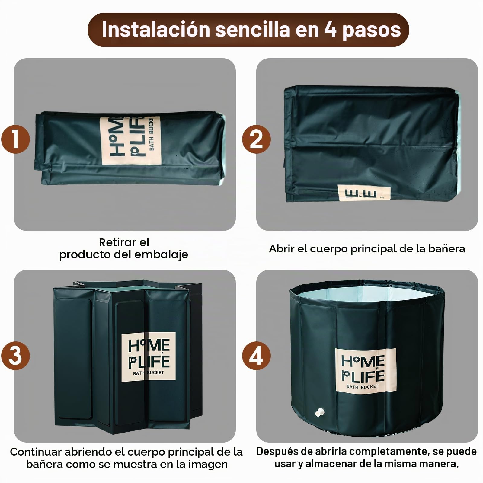 Bañera plegable para adultos, bañera portátil para spa caliente y baño de hielo para una rápida recuperación muscular 80x 65 cm