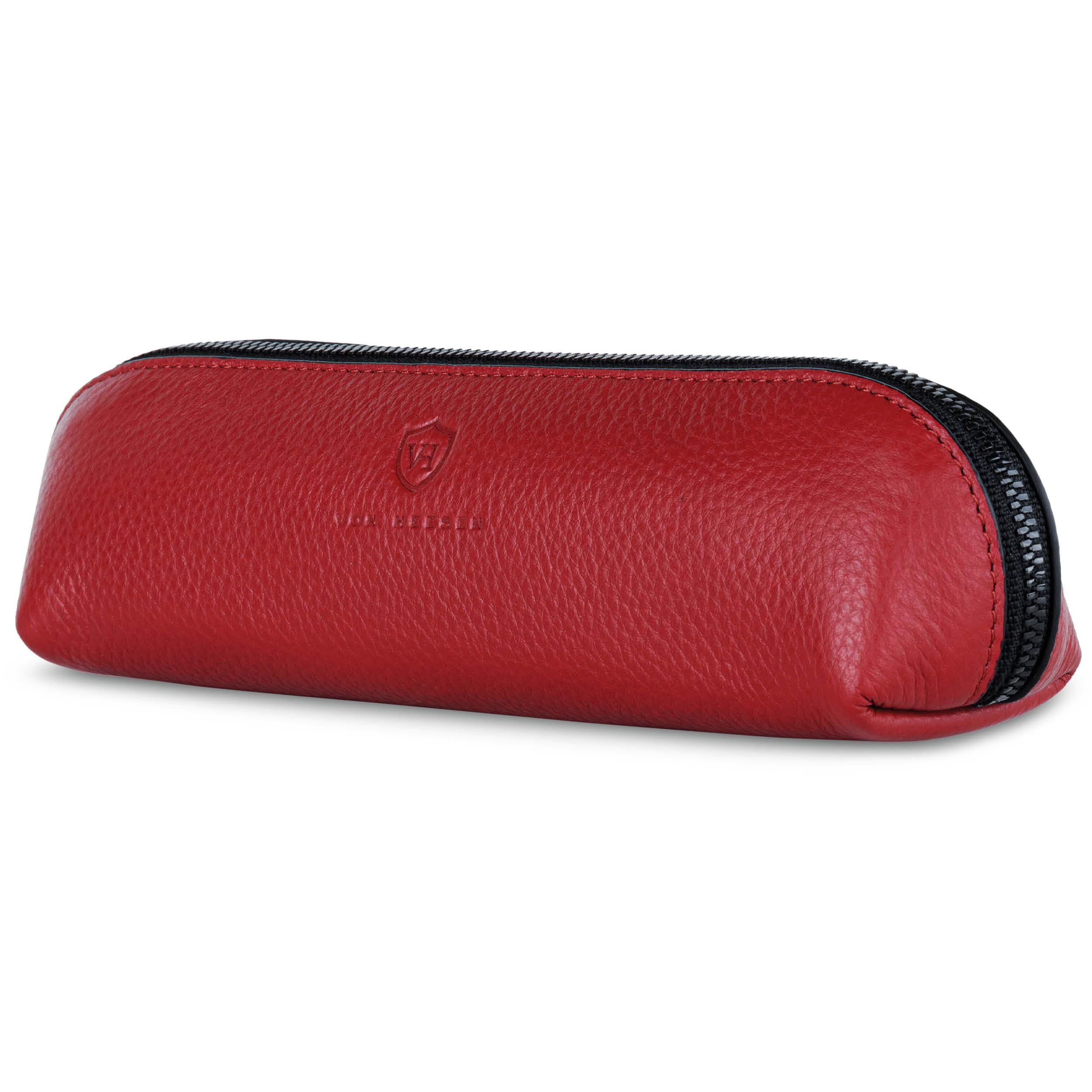 VON HEESEN® Echtleder Federmäppchen Leder Federmappe Etui für Stifte Mäppchen Schule Federtasche Uni Schlampermäppchen