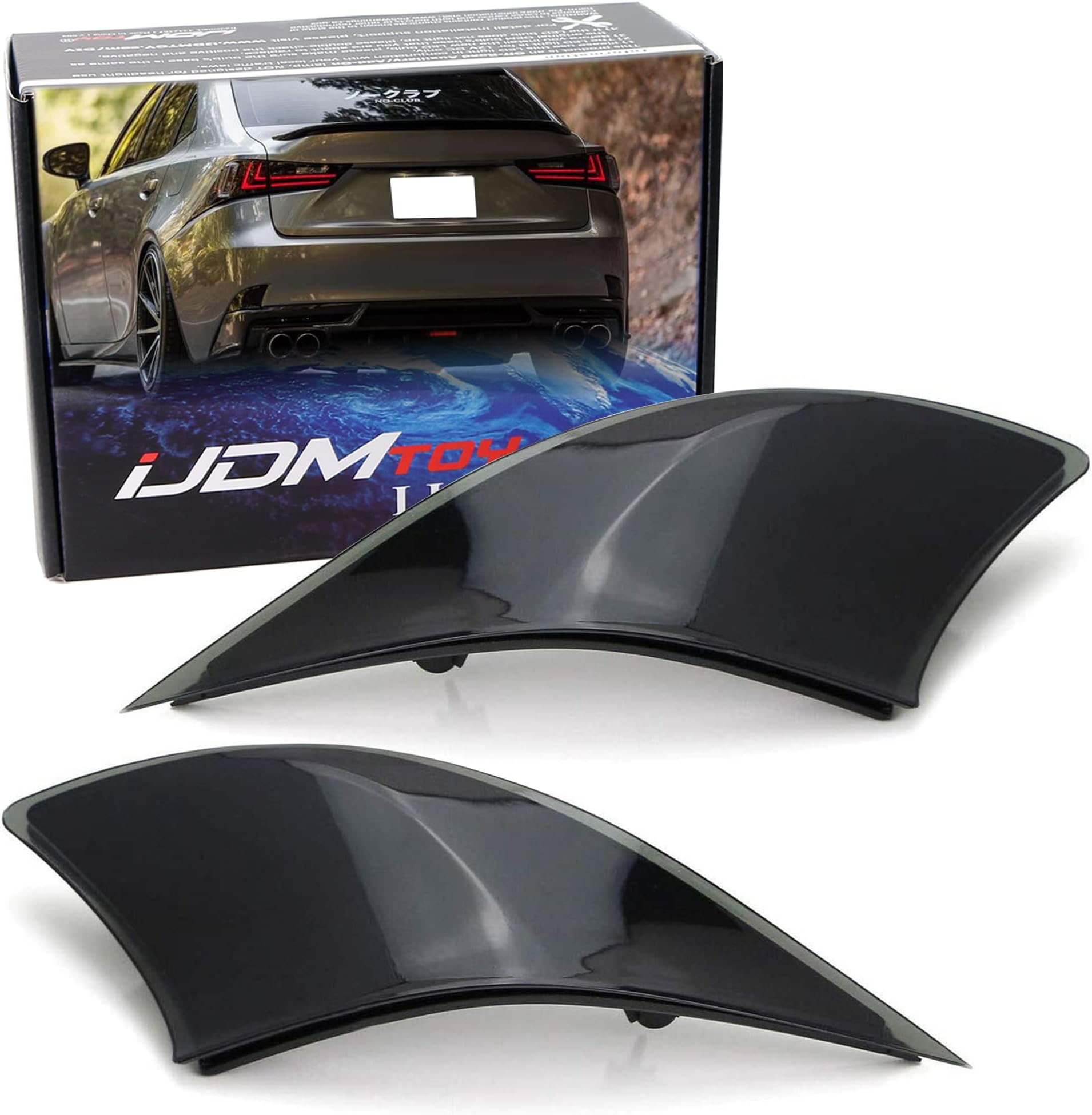 iJDMTOY Smoked Lens Rear Bumper Reflector Lenses Compatible With 2014-2020 Lexus IS IS250 IS300 IS350 IS200t IS-F, OE-Spec LH RH Assembly