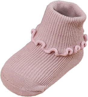 Calcetines de bebé antideslizantes con suela suave para aprender a andar, zapatos de princesa, calcetines para niños pequeños, suaves, cómodos, monocolor, con volantes, calcetines de top,