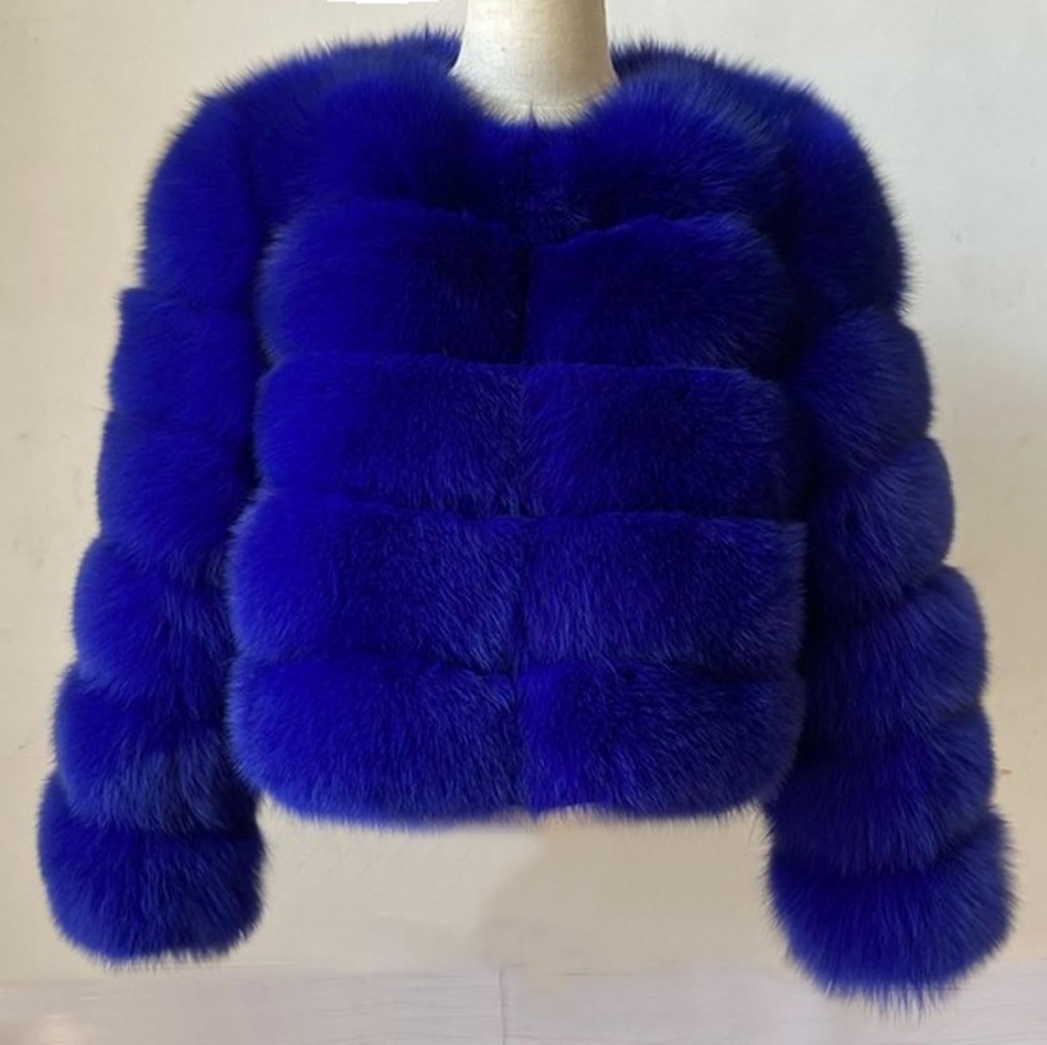 loveimgs Women Warm Fluffy Cropped Puffer Jacket Faux Fur Coat Crop Parka Collarless Winter Teddy Bear Coat Overcoat - Image 7