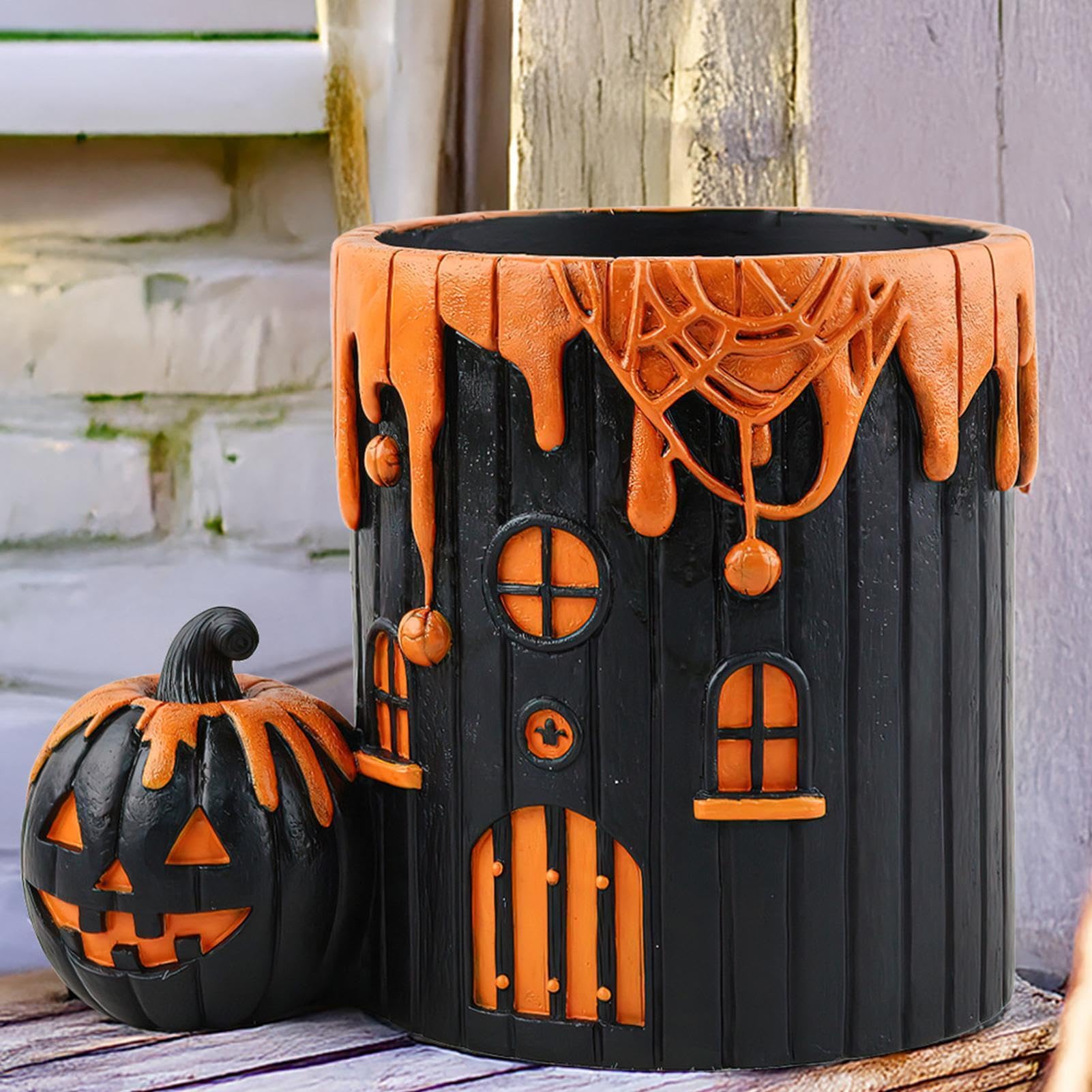 Wazon Halloweenowy Zabawny Wazon Figurka Roślinna Z Wzorem Dyni