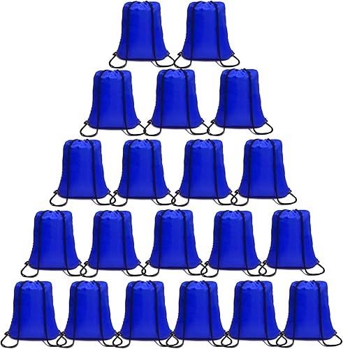 Paquete de 100 mochilas con cordón, color azul real, bolsas con cordón de nailon, mochila de gimnasio, bolsa de deporte, bolsas de fiesta de cuerda