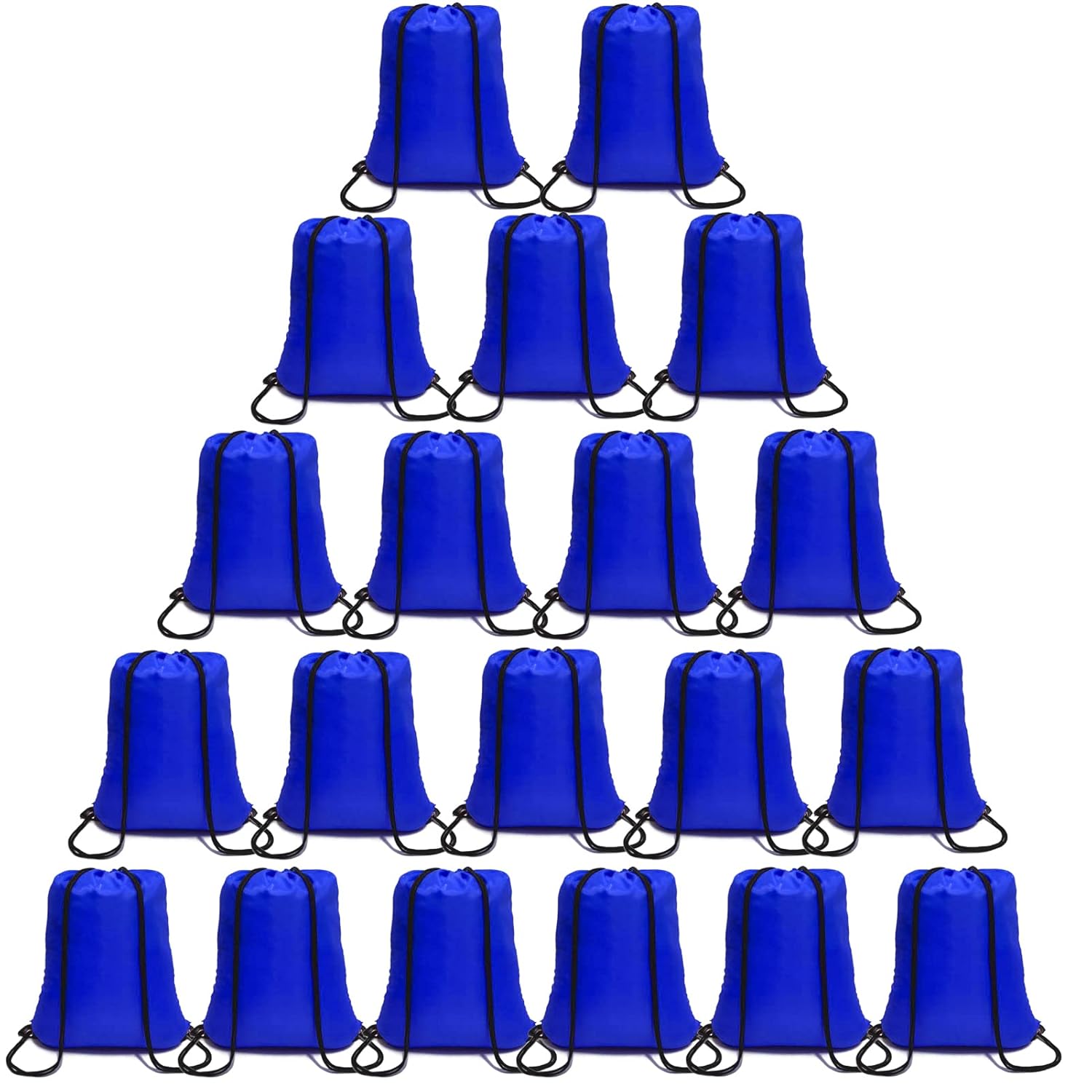 CAIHONG 100 Pack Drawstring Backpack Royal Blue Bulk Drawstring Bags Nylon String Backpack Gym Cinch Sack Backpack Sport