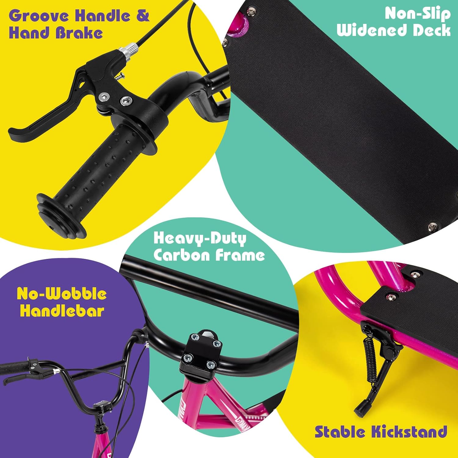 GYMAX Scooter, Kids & Adults Off-Road Scooter with 12" Inflatable Wheels, Adjustable Height Handlebar, V-Type Handbrakes & Axle Pegs for All Terrain, 8+