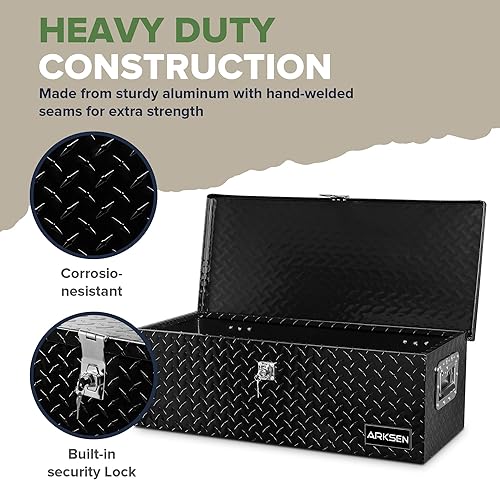 Miniatura 4 de ARKSEN - Caja de herramientas con cierre de placa de diamante de aluminio resistente de 30 pulgadas, para camioneta, remolque o casa rodante, mango