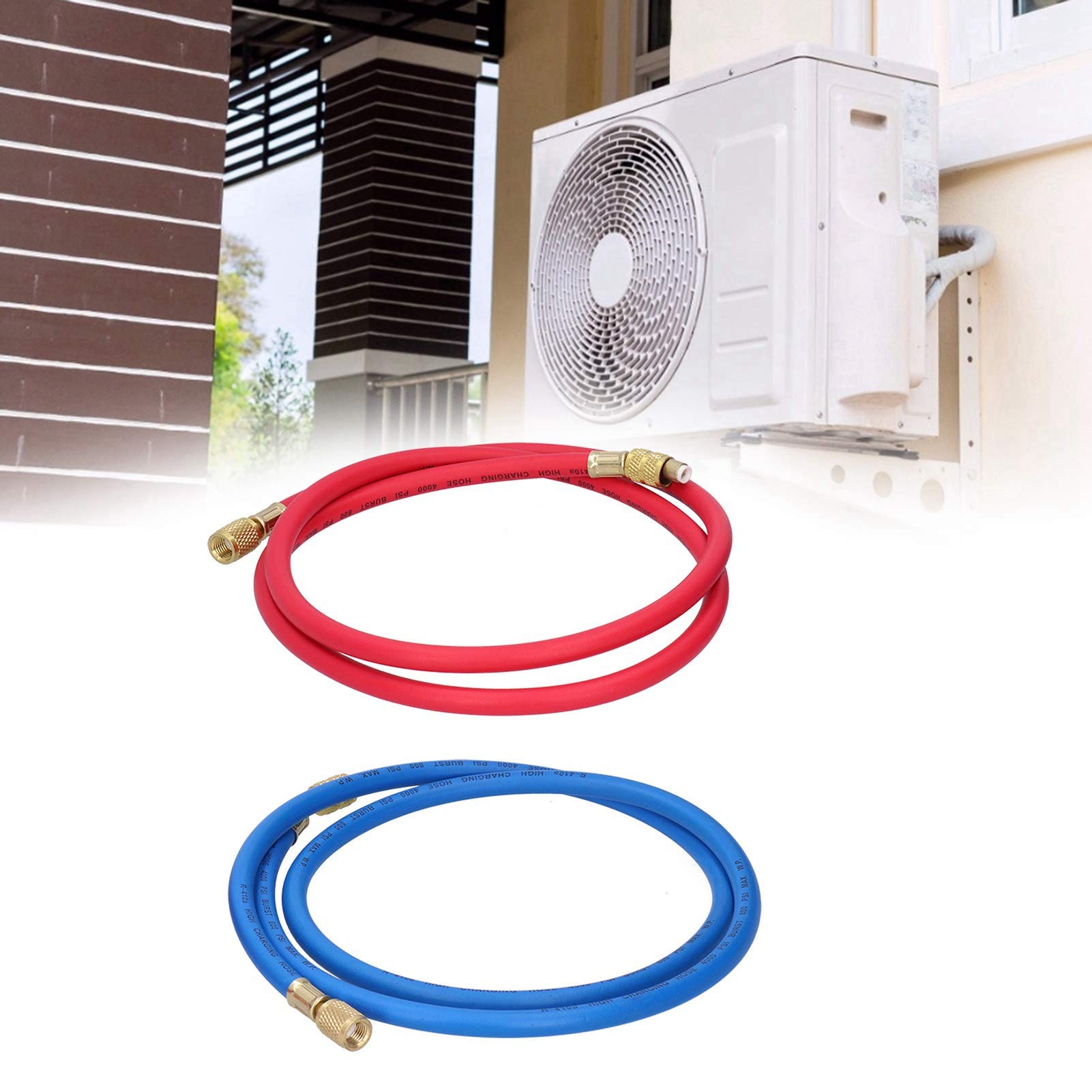 Tuyau de Réfrigérant, Tube d'Ajout de Fluorure, Outil de Réparation de Climatisation de Voiture, Tuyaux de Réfrigérant (1.5m pour R410, 2pc)