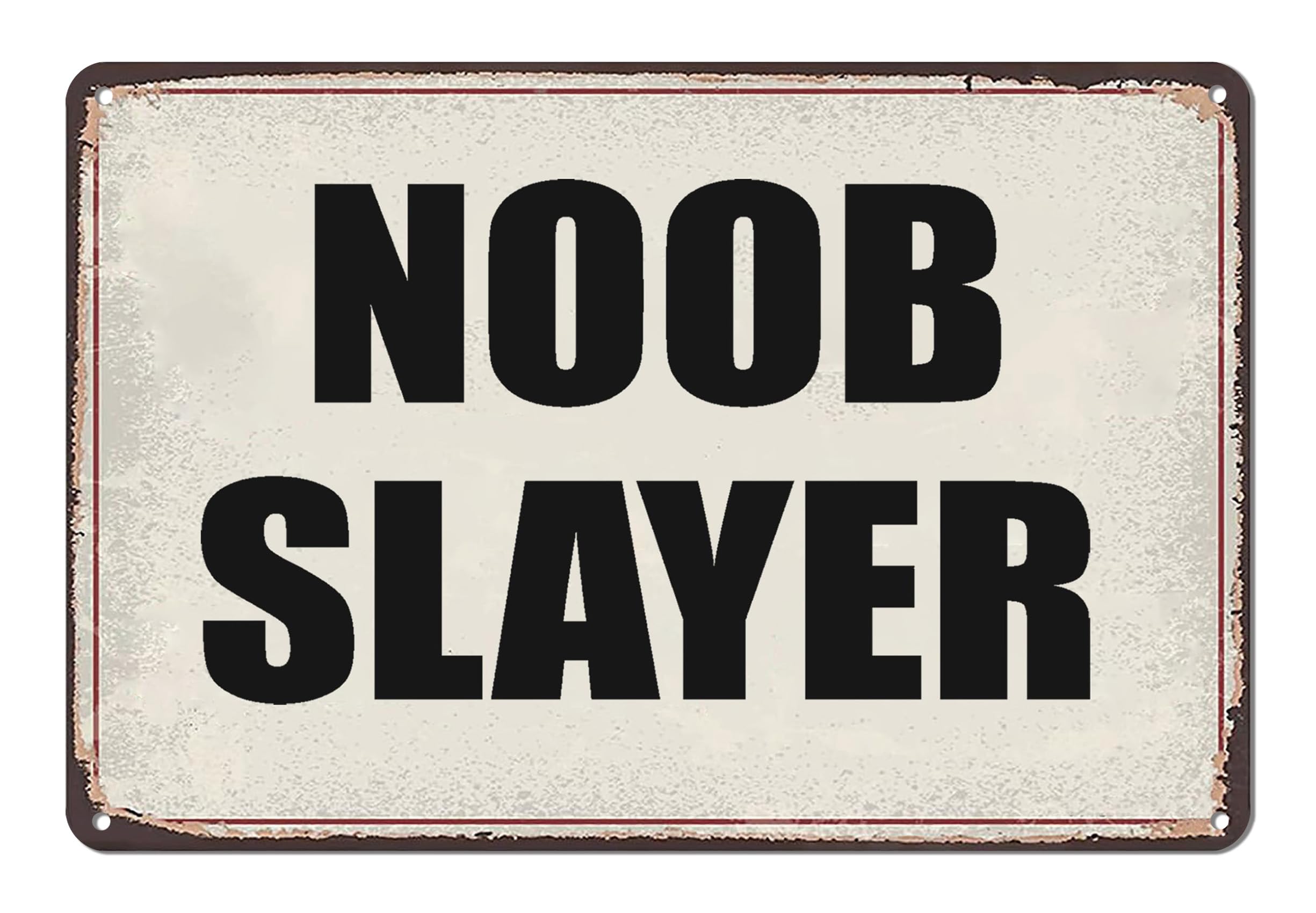 Funny Game Room Metal Tin Sign Noob Slayer - Gaming Room Decor and Accessories for Boys, Basement Decor - Gamer Room Wall Decor and Posters Gaming Stuff for Room Setup 8×12 Inch