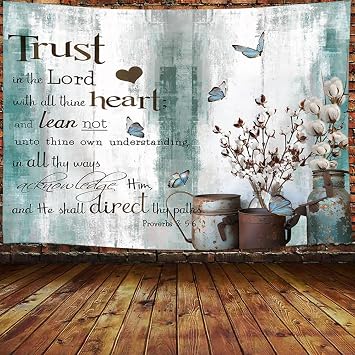 Viajar Bible Verse Tapestry Wall Hanging - Verse Scripture Quotes on Teal Purple Marble, Inspirational Abstract Art for Bedroom, Living Room, Dorm Decor 80"X60"
