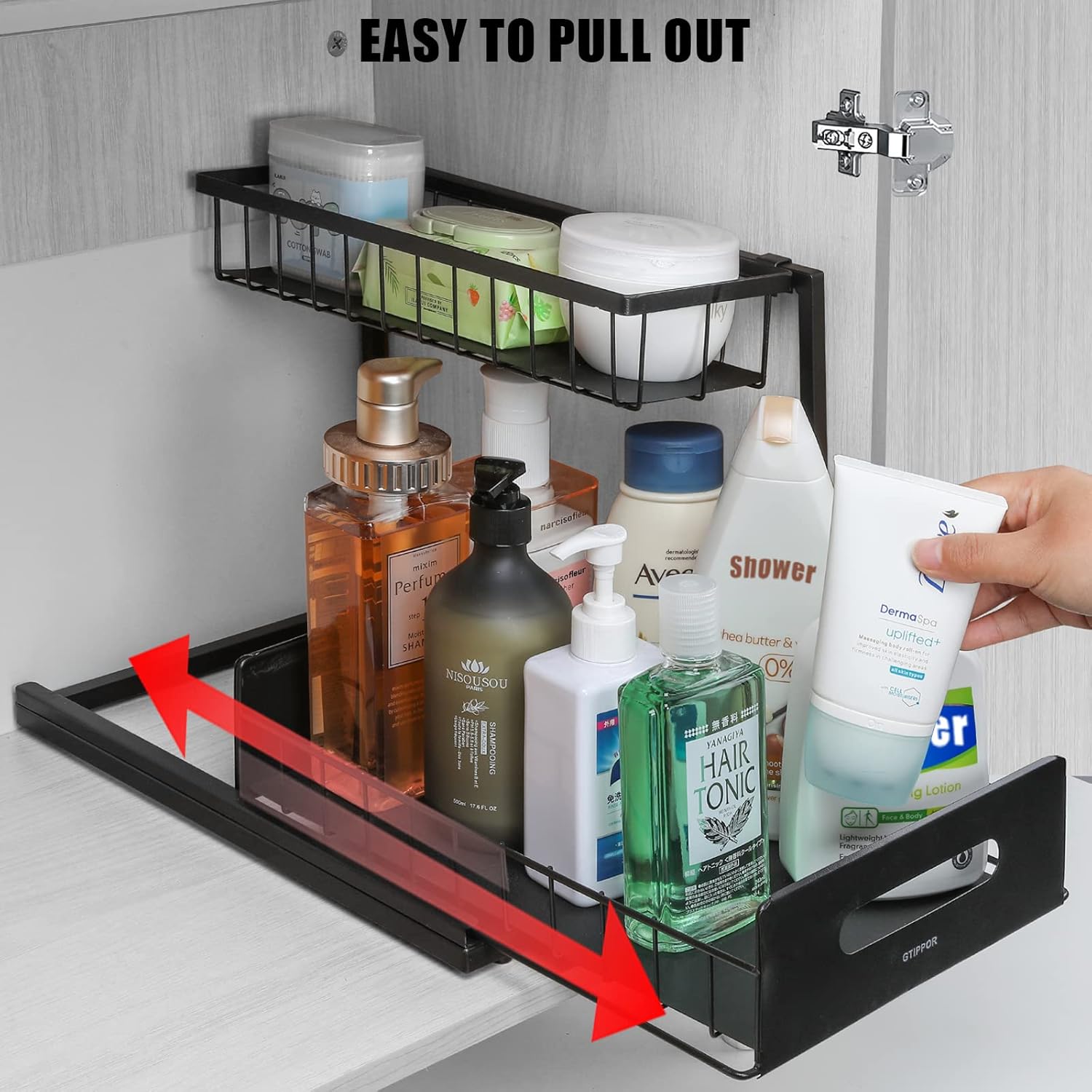 Under Sink Organizer - 2 Tier Under Kitchen Sink Organizers and Storage Bathroom Under Cabinet Organizer Pull Out Cabinet Organizer, Multi-Use Slide Out Sink Shelf for Kitchen Bathroom