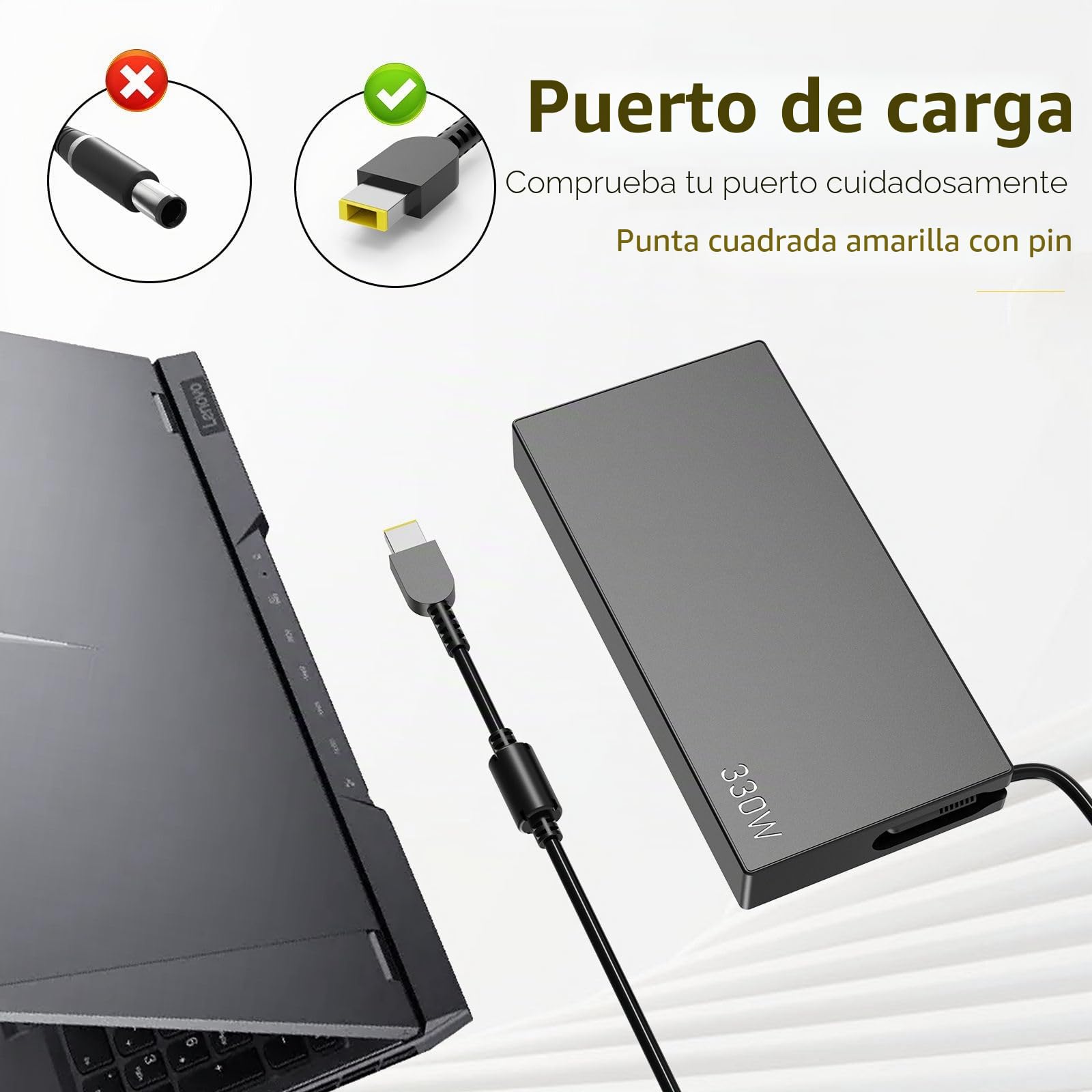 Cargador delgado de 330 W, 20 V, 16,5 A, para Lenovo Legion Pro 9 7 7i 5i 5 RTX 4060 4070 4080 4090 Y900 Y700 GX21M50608 ADL330SDC3A Cable adaptador de alimentación de CA