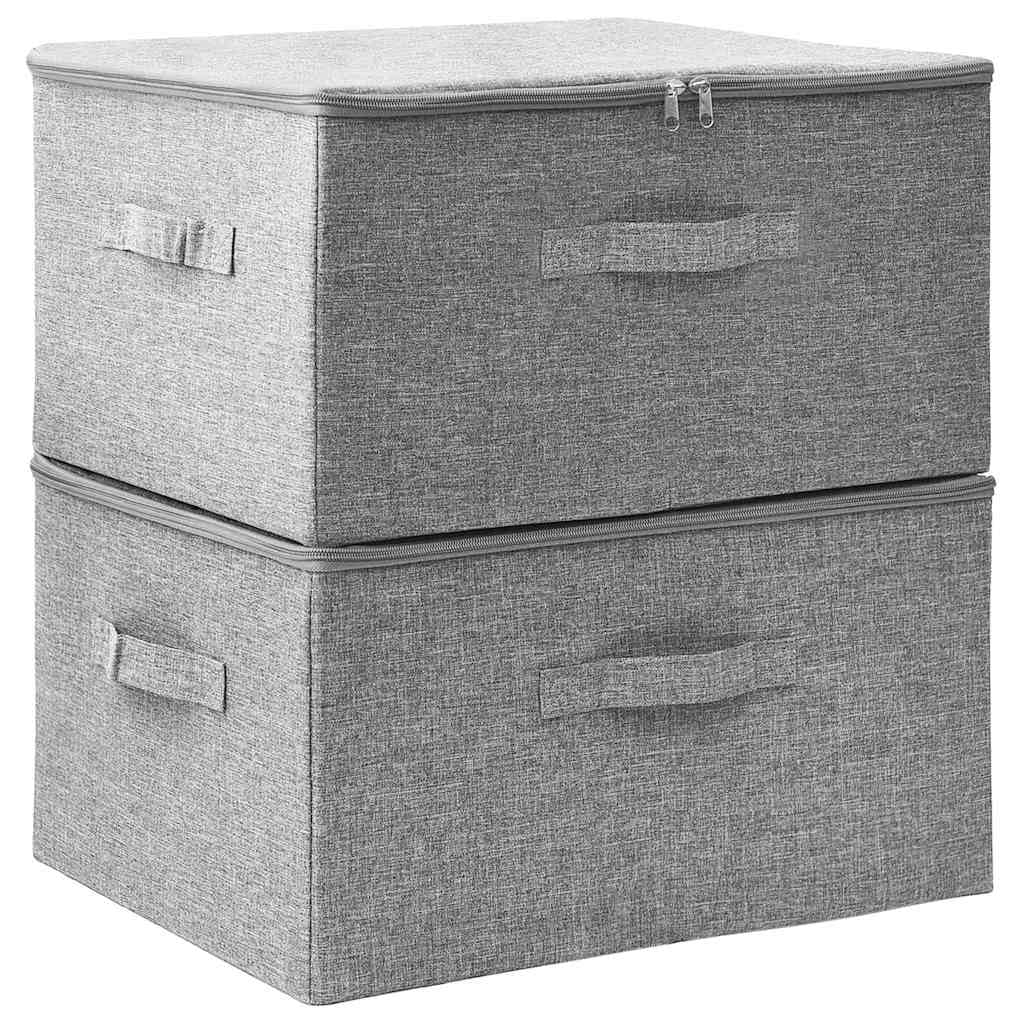Scatole Portaoggetti Pieghevoli 2 Pezzi in Tessuto Grigio 43x34x23 cm