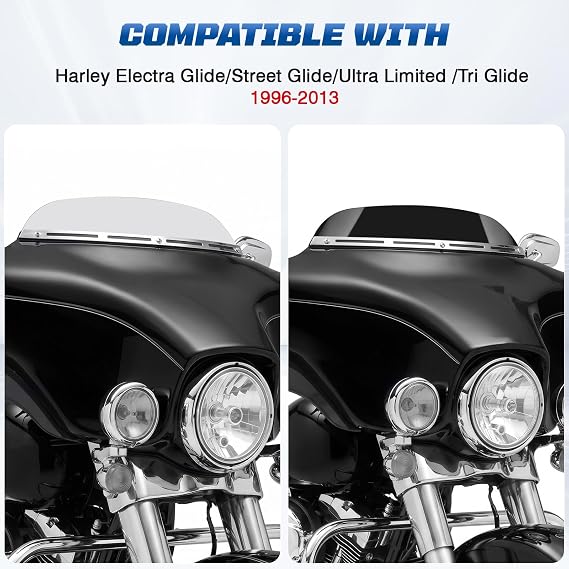 5 Black Windshield Compatible with Harley Street Glide (1996-2013)