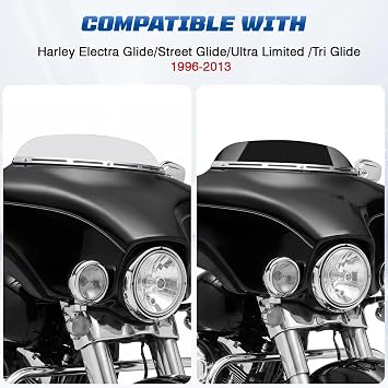 5 Black Windshield Compatible with Harley Street Glide (1996-2013)