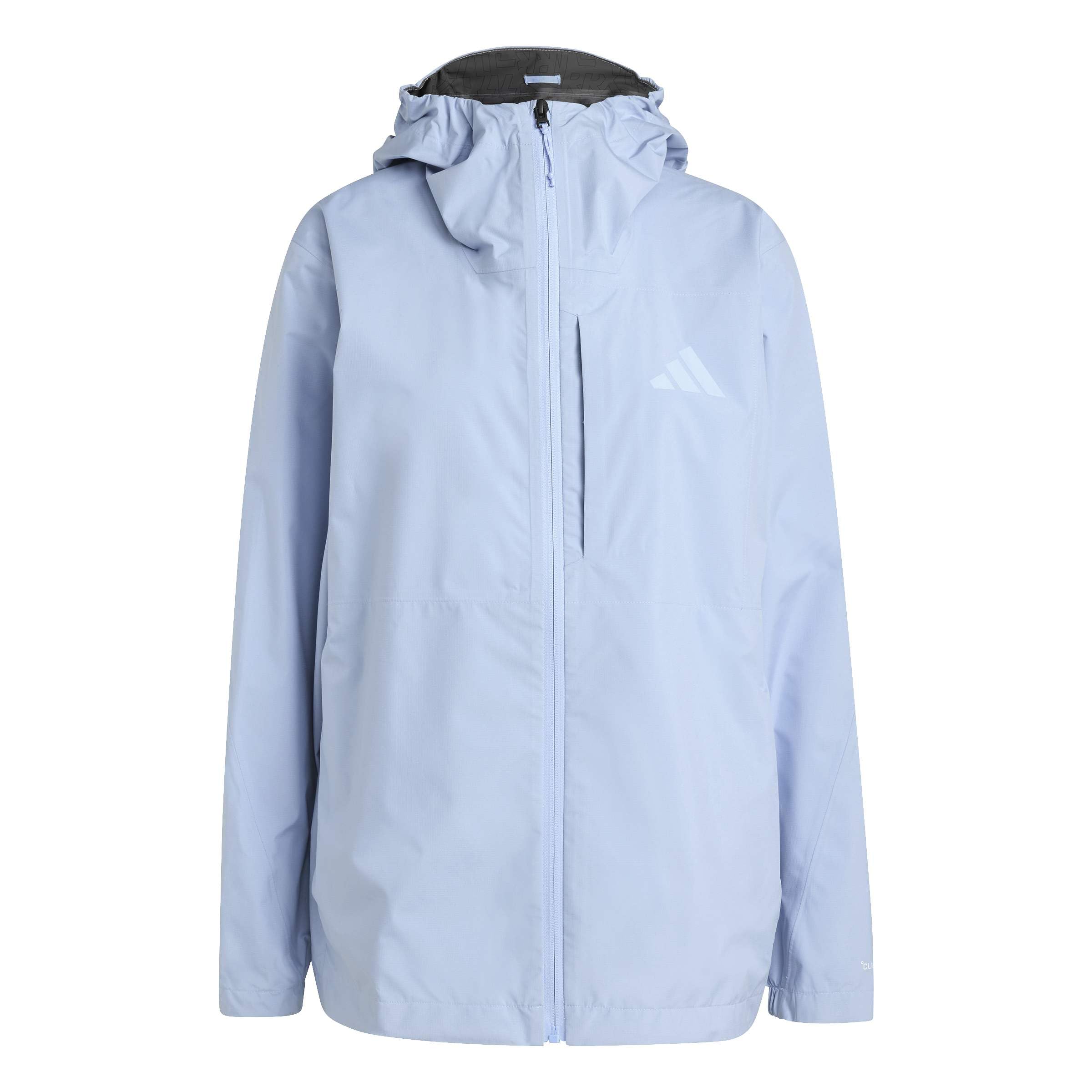 adidas Women's Terrex Multi 2.5 Layer CLIMAPROOF Rain Jacket, glow blue, L