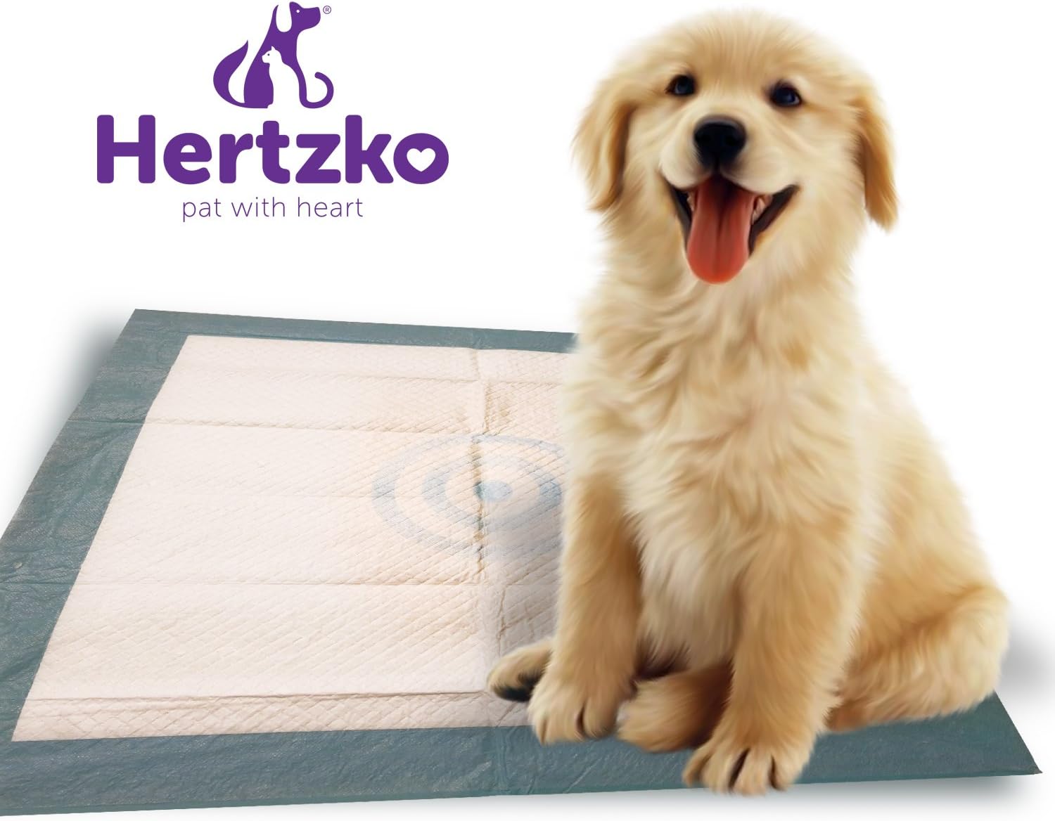 Hertzko 50 Large Super Absorbent Training Pads Pads for Dogs and Cats with Thick and Leak-Proof Liners !