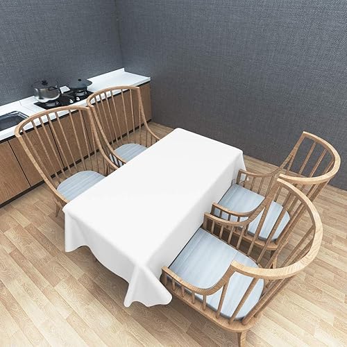 Miniatura 3 de Childom Paquete de 3 manteles de plástico para mesas rectangulares de 54 x 108 pulgadas, manteles desechables blancos para mesas de 6 a 8 pies,