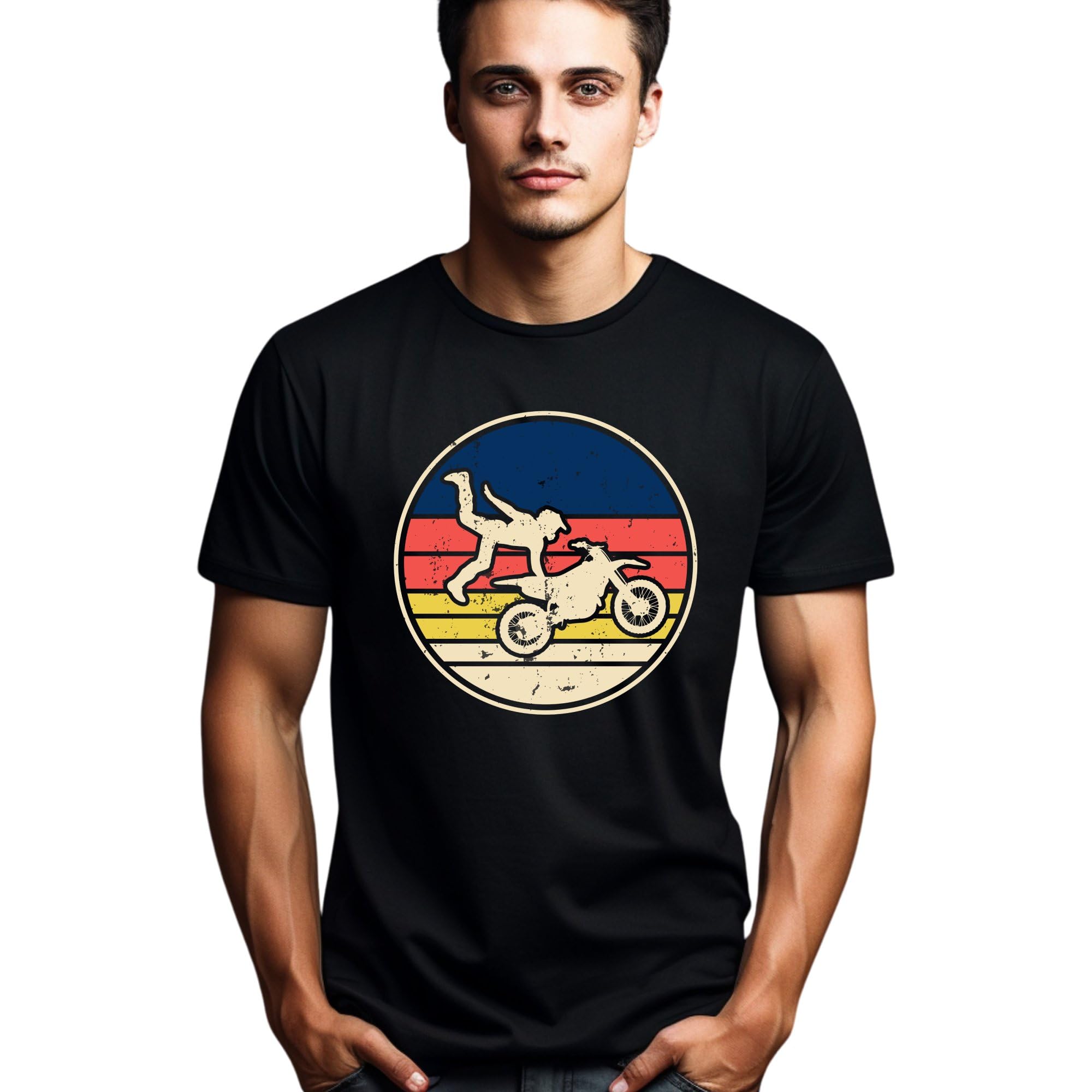 Vintage Motocross Rider T-Shirt, Retro Dirt Bike Graphic Tee, Men's Casual Motorcycle Shirt