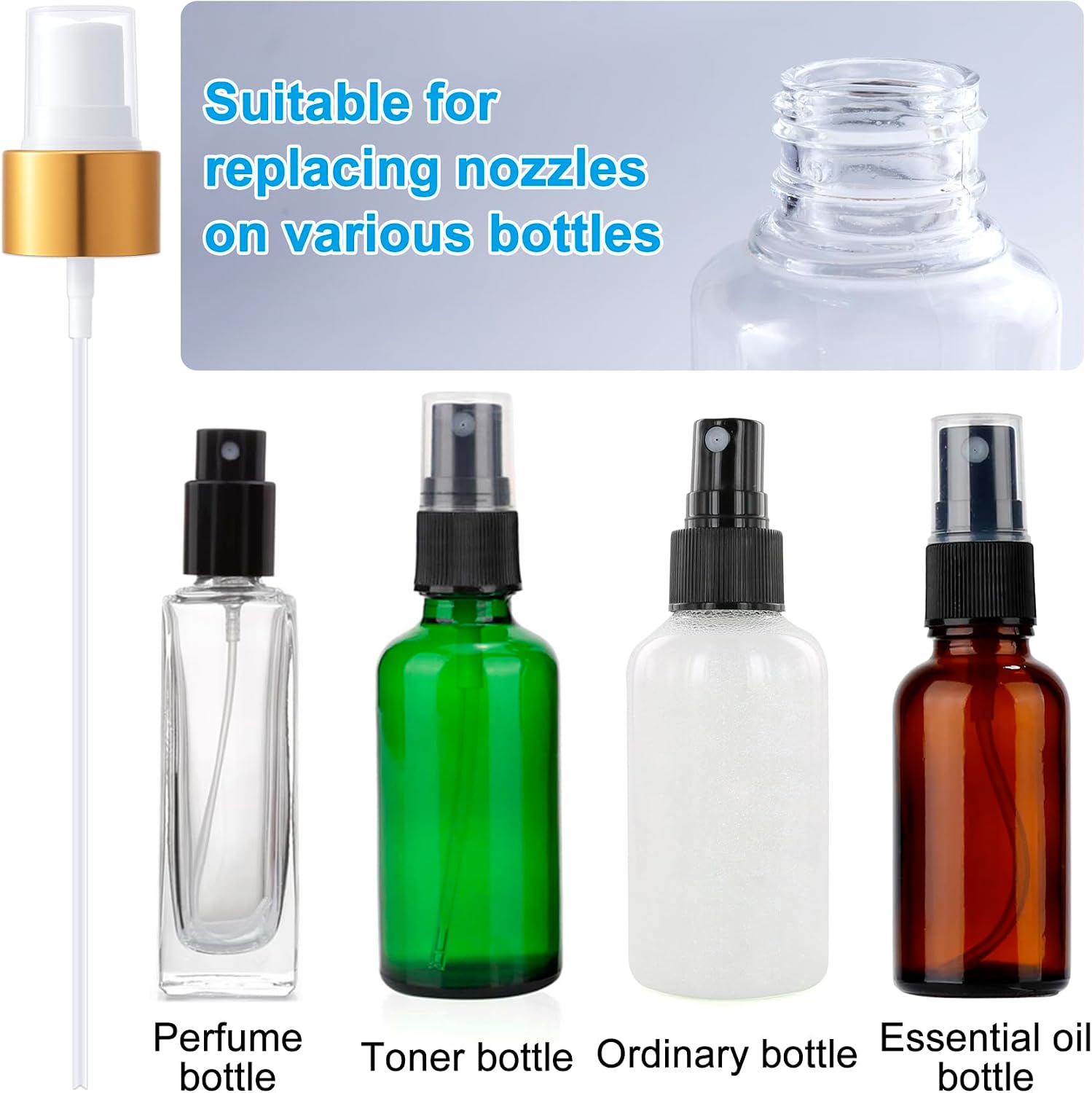 8 Pcs Spray Bottle Top, 24/410 Fine Mist Sprayer Top, Gold image 3