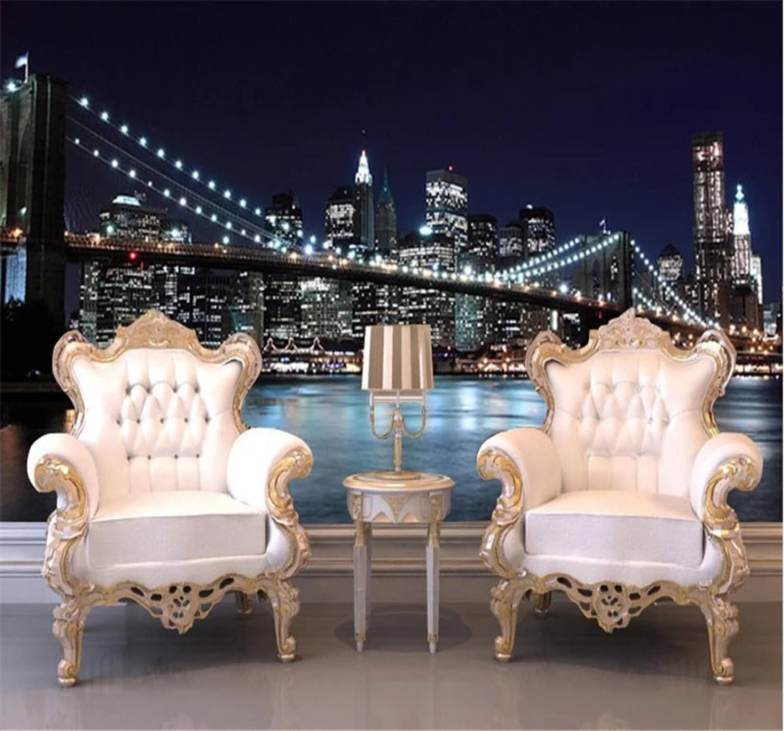 Xlming 200Cm×140Cm(B×H) Three Dimensional Beautiful City Architecture Rivers Night Scenes 3D Wallpaper Luxury Silk Study Dining Feature Sofa Grey Bedroom Living Room Tv Decorative Wall-200Cm×140Cm