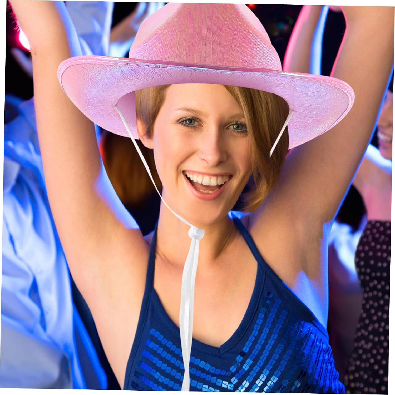 NOLITOY Fluorescent Cowgirl Hat Unisex Decorative Cowboy Hat for Parties Festivals and Cosplay Durable Lightweight Design with Strap Stylish Western Accessory for All