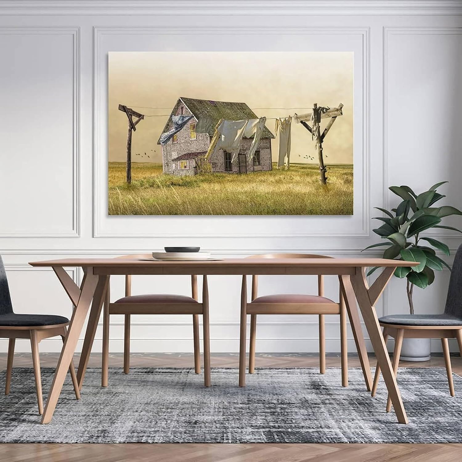 Laundry Day Rural Laundry Clothesline Retro Image Country Farm Nature Landscape Still Life Aesthetic Canvas Wall Art Prints for Wall Decor Room Decor Bedroom Decor Gifts 16x24inch(40x60cm) Unframe-s image 5