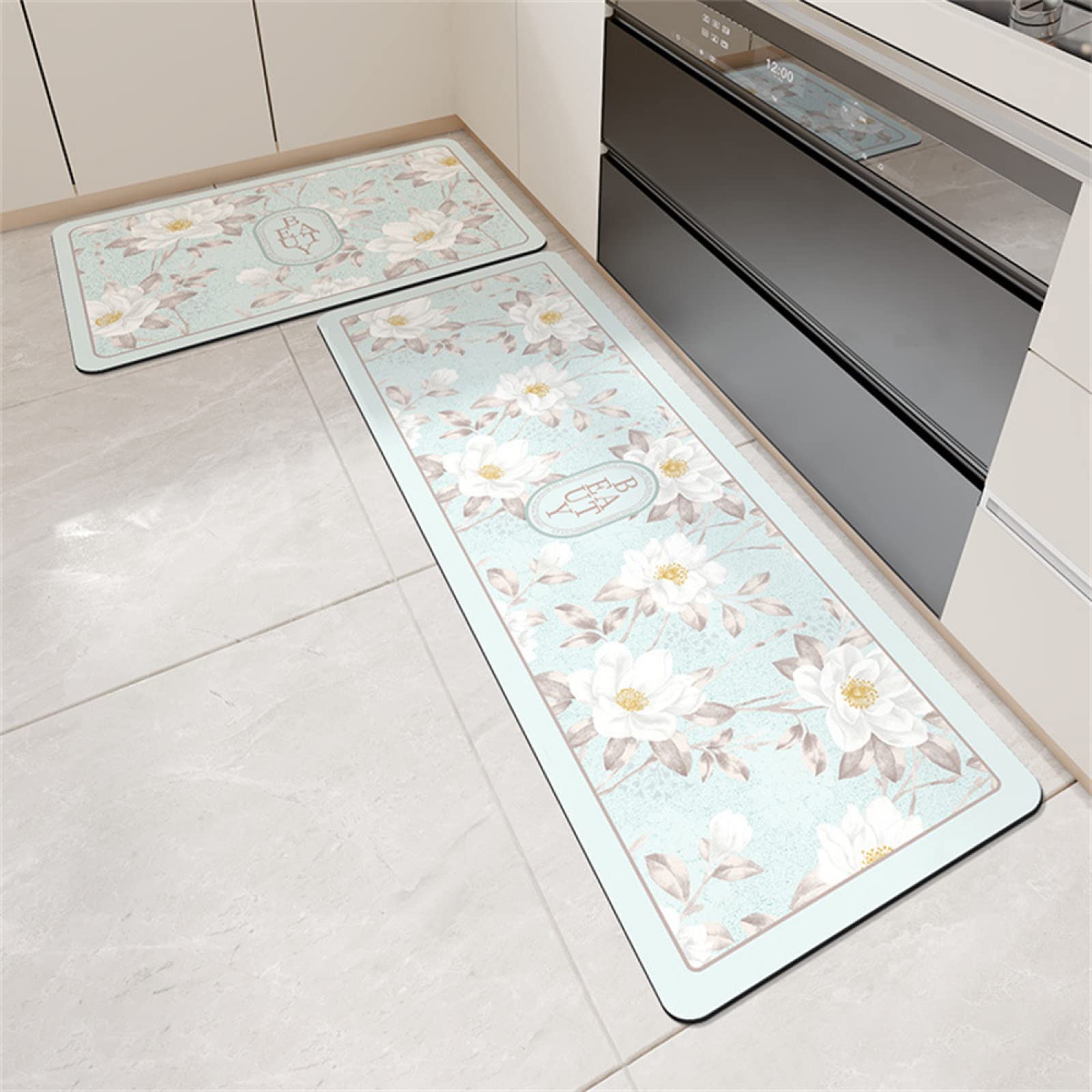 Tapis de cuisine antidérapant Source - Lot de 2 tapis de sol 45x70 45x120 cm