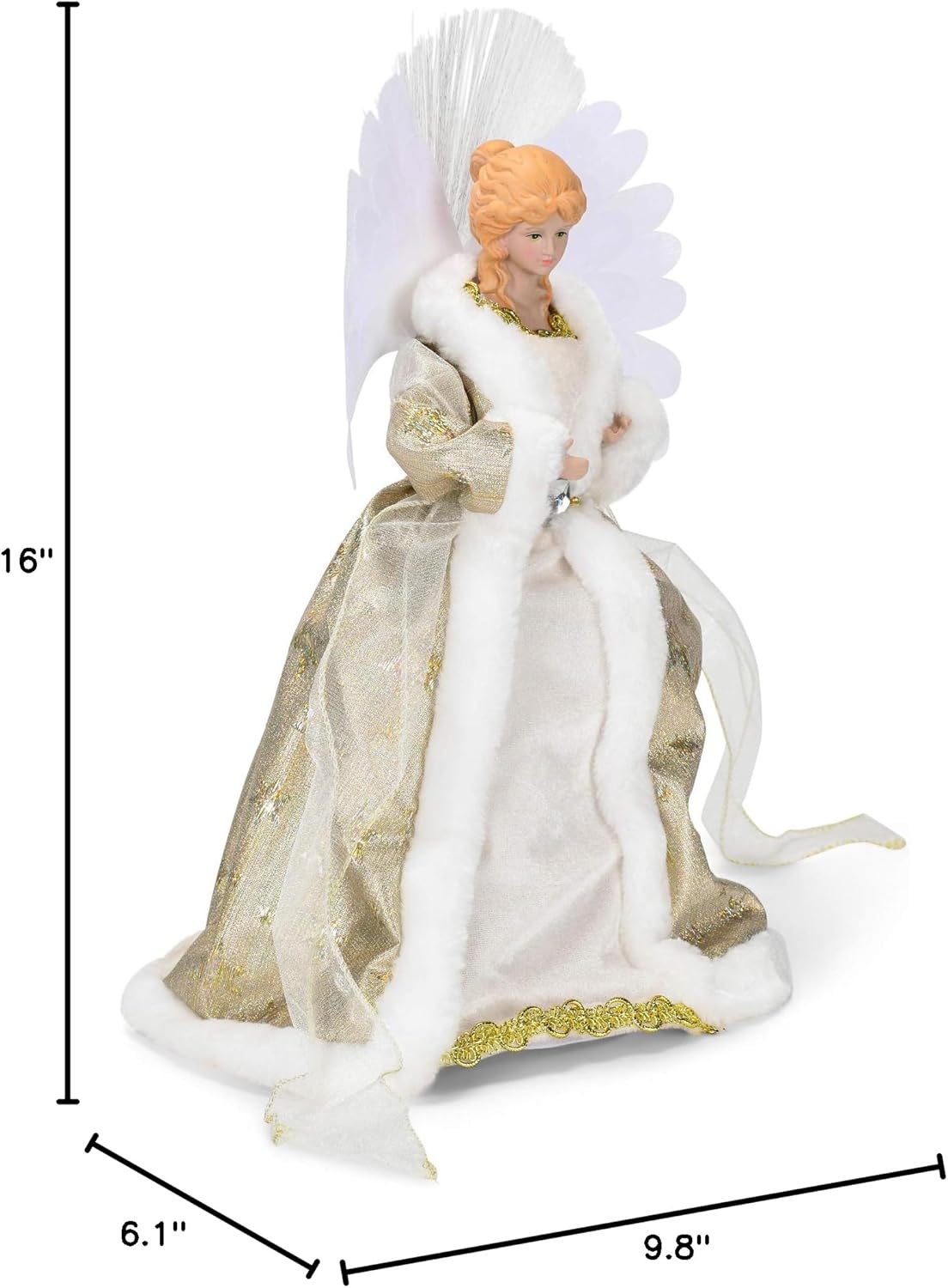 Roman 133851 Inc Tree Topper-LED-Angel with Fiber Optic Wings, 16 inch, Multicolor