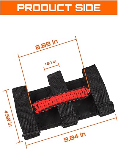 Miniatura 6 de Savadicar - 2 asas de agarre para barra antivuelco de vehículos, accesorios de interior, color negro y rojo