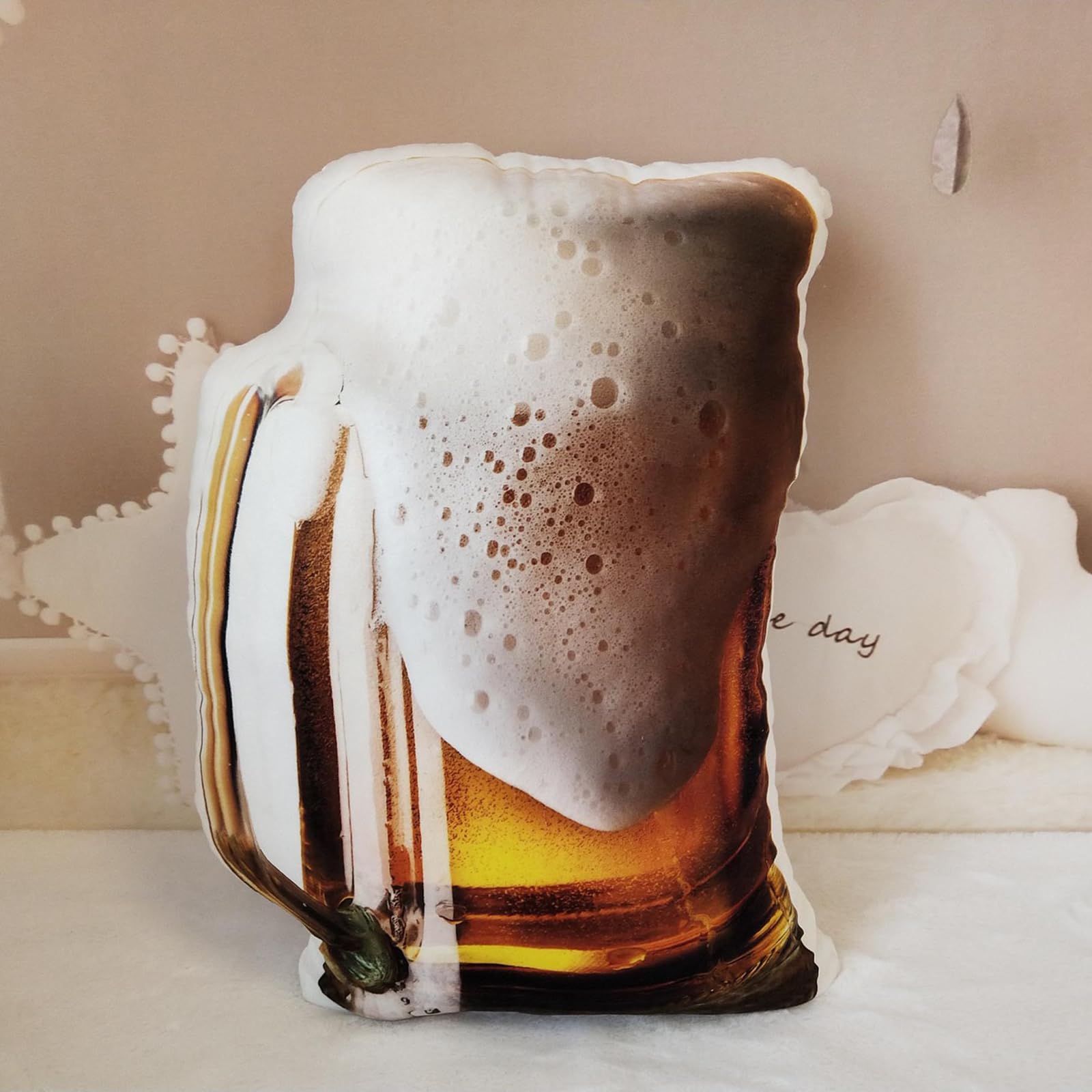 Bier-PlüSchtier Deko-Kissen,Simulation Bier Kissen, Lustiges PlüSchbier-Design,Dekokissen, Bierkissen GefüLltes, FüR Freunde Und Familie Weiches Langlebiges Material (40 * 25 cm,Bier)
