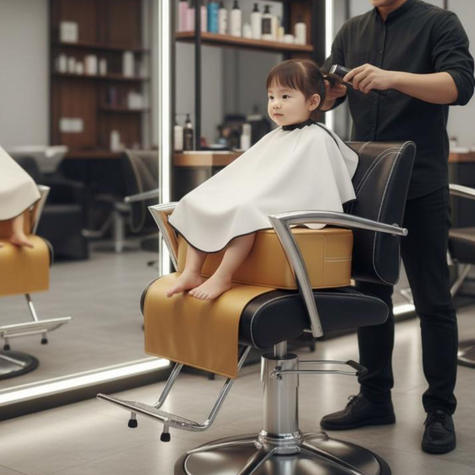 Children Rialzo Bambini Cuscino Sedia Salone Supporto Taglio Capelli con Schermata Pelle PU Facile da Igienizzare Seduta Morbida E Ferma in Spugna