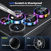 Vista 33 de WSKEN for Samsung Galaxy S24 Ultra Camera Lens Protector, Ultra Thin Scratch Resistant 9H Tempered Glass with Aluminum Metal Circle Camera Screen