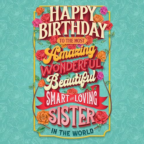 Miniatura 6 de Prime Greetings Tarjeta de cumpleaños para hermana, hecha en Estados Unidos, ecológica, tarjeta gruesa con sobre de primera calidad de 5 x 7.75