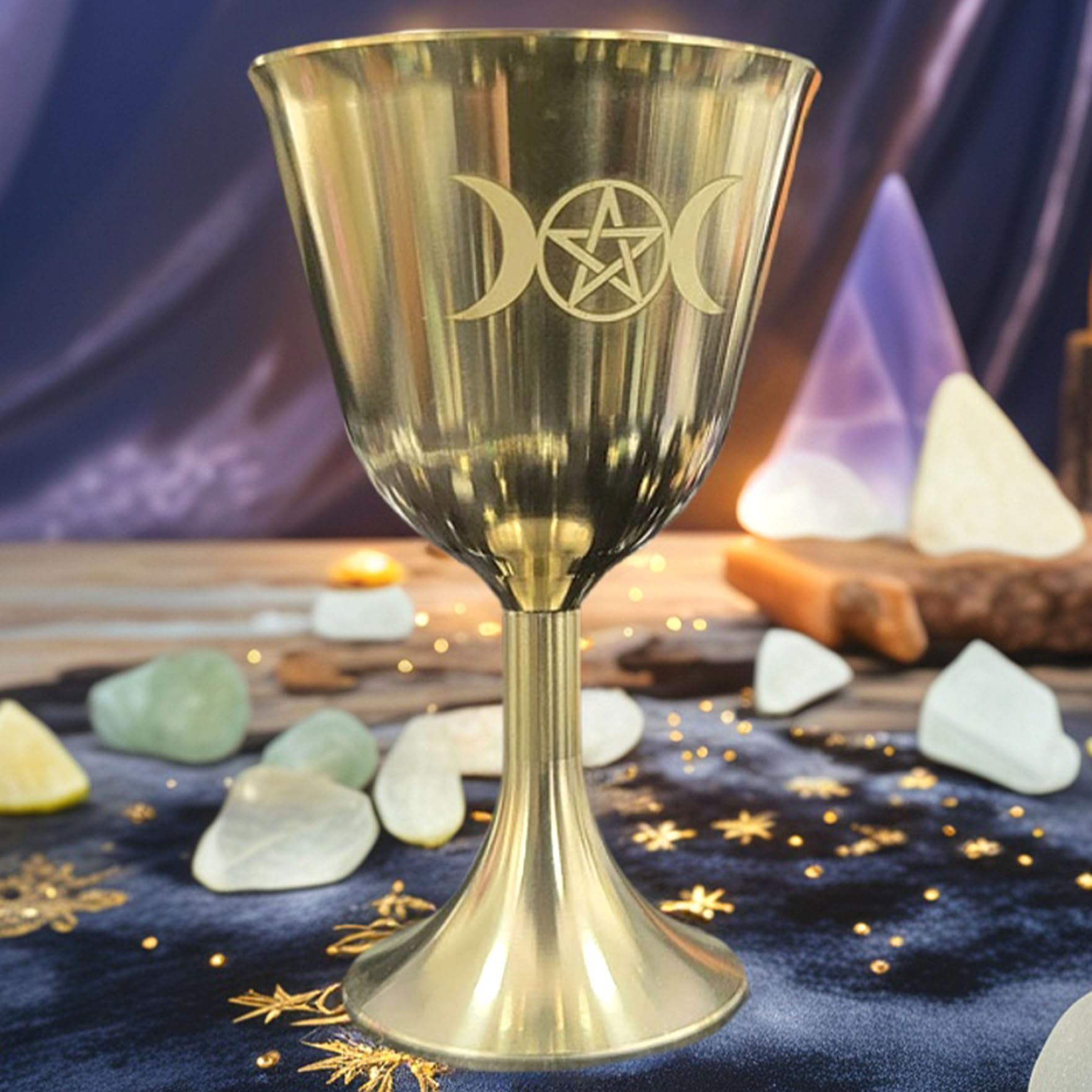 Cáliz de cobre ceremonial con pentagrama el regalo místico ideal para altares y Wicca