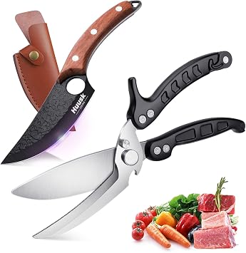 Huusk Kitchen Chef Knife and Kitchen Shears Set