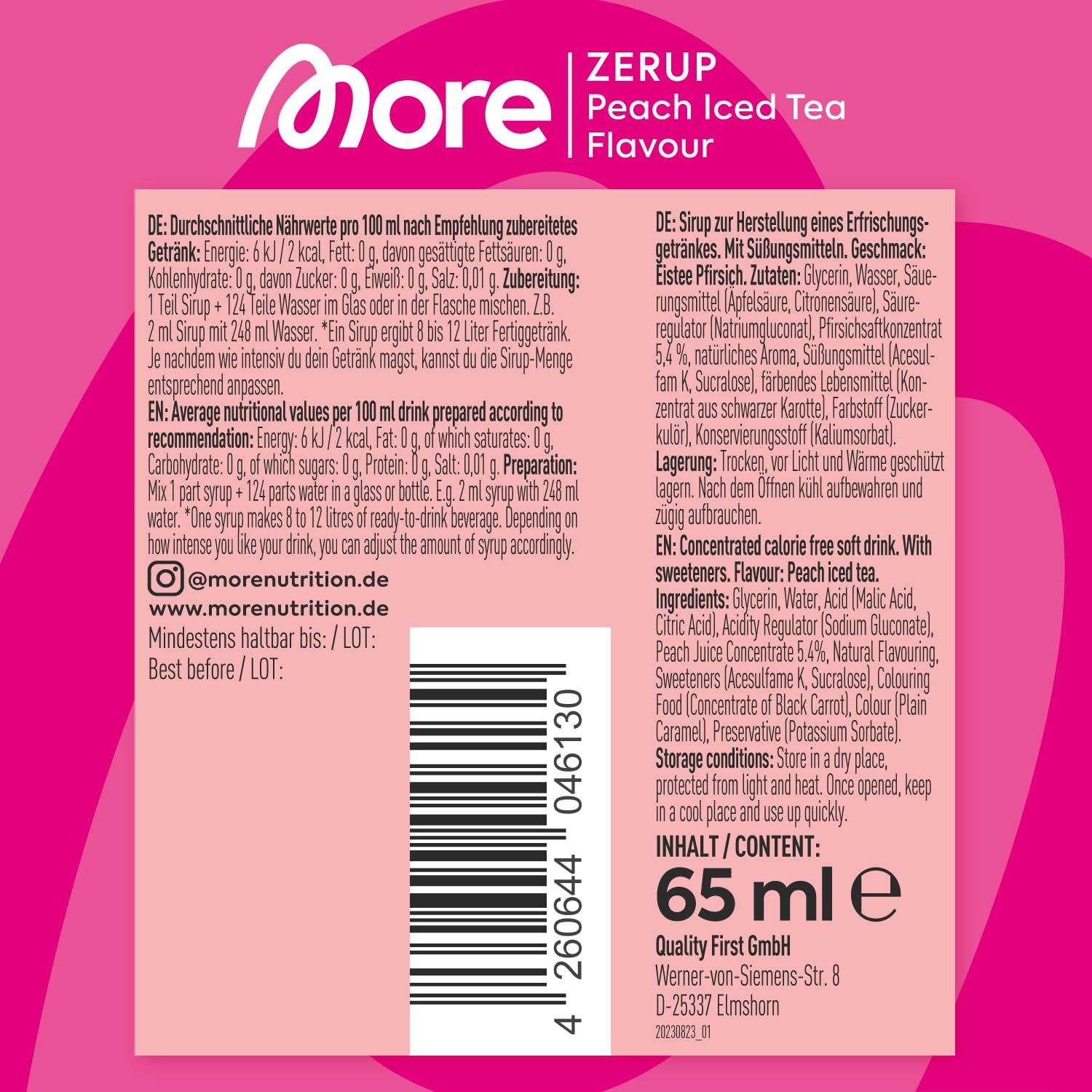 MORE Zerup, mixed 6er Bundle, 6 x 65 ml, verschiedene Sorten, für bis zu 48 l Fertiggetränk, zuckerfreier Sirup mit u.a. echten Fruchtextrakten, vegan, zero Kalorien - made in Germany