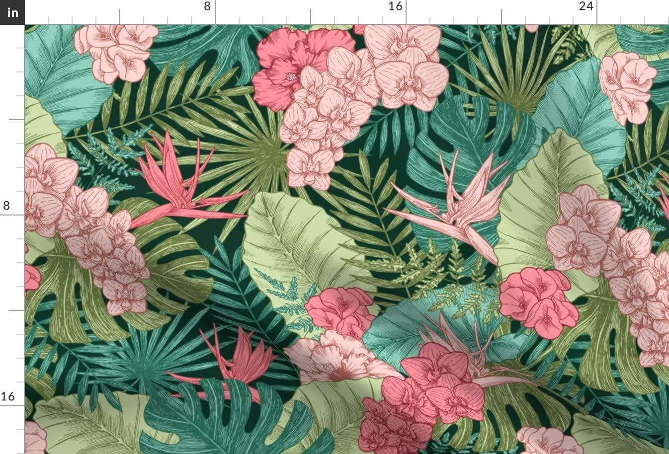 Spoonflower Fabric - Exotic Flowers Leaves Leaf Parrot Pink Beach Paradise Printed on Minky Fabric by The Yard - Sewing Baby Blankets Quilt Backing Plush