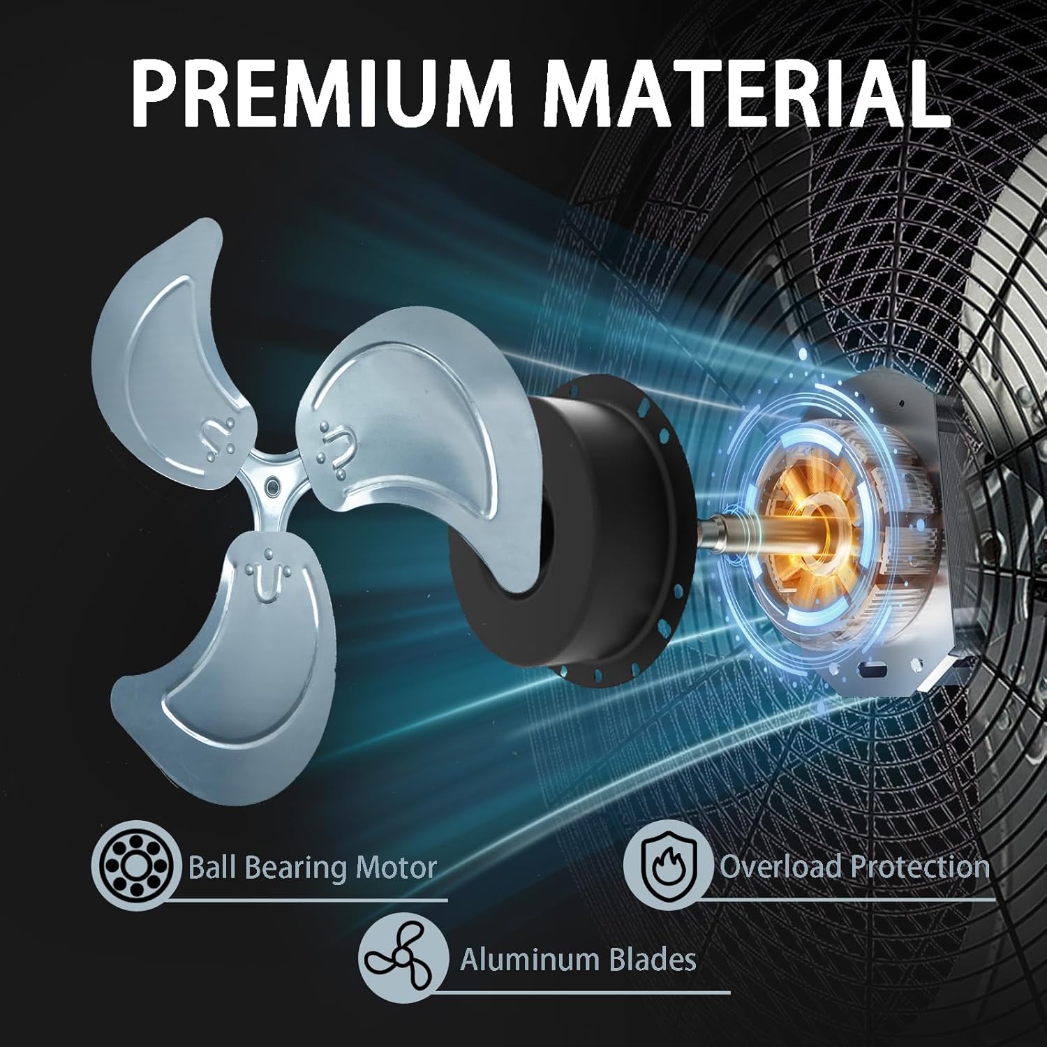 20” Wall Mount Fan 7000 CFM High Velocity Wall Industrial Fan 120° Oscillating Fans 3-Speed for Household, Commercial Use - ETL Listed, Black